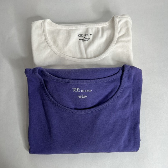 The Tog Shop Tops - The Tog‎ Shop 3/4 Sleeve T-shirt Lot 2 Purple White Tee Tees Large L